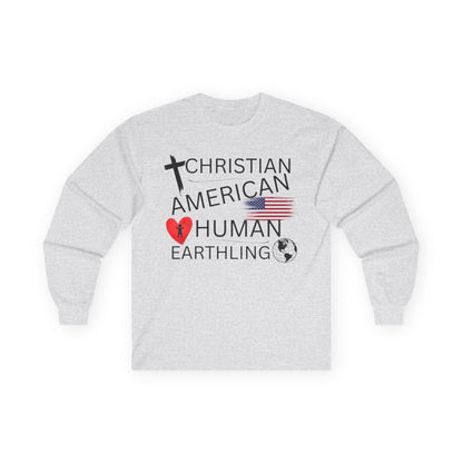 Christian American Human Earthling Long Sleeve T-Shirt