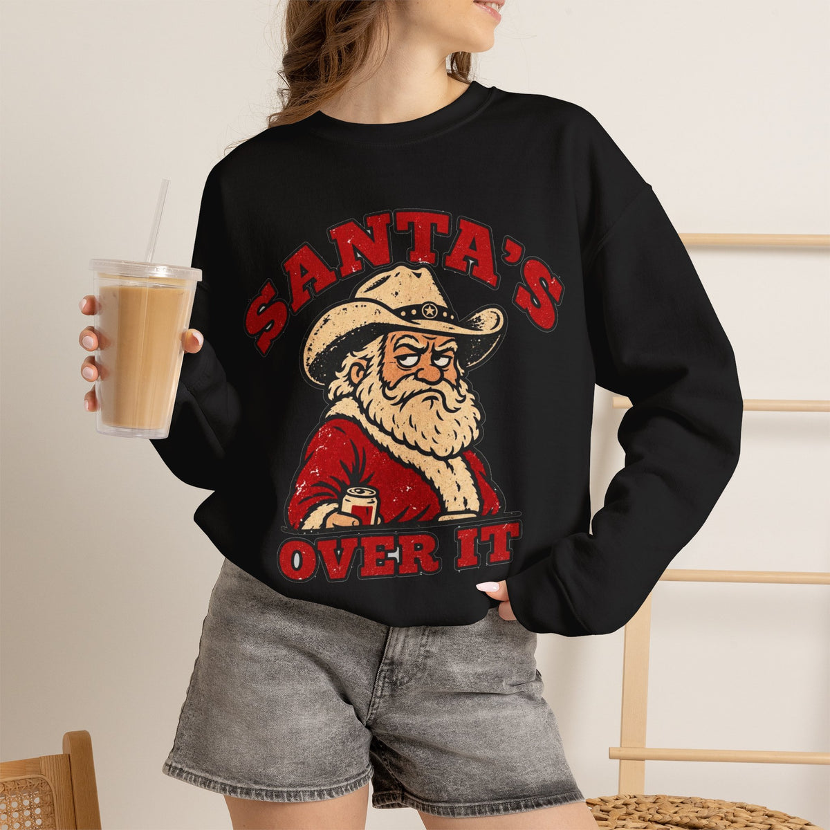 Santa's Over It Cowboy Santa Christmas Sweatshirt