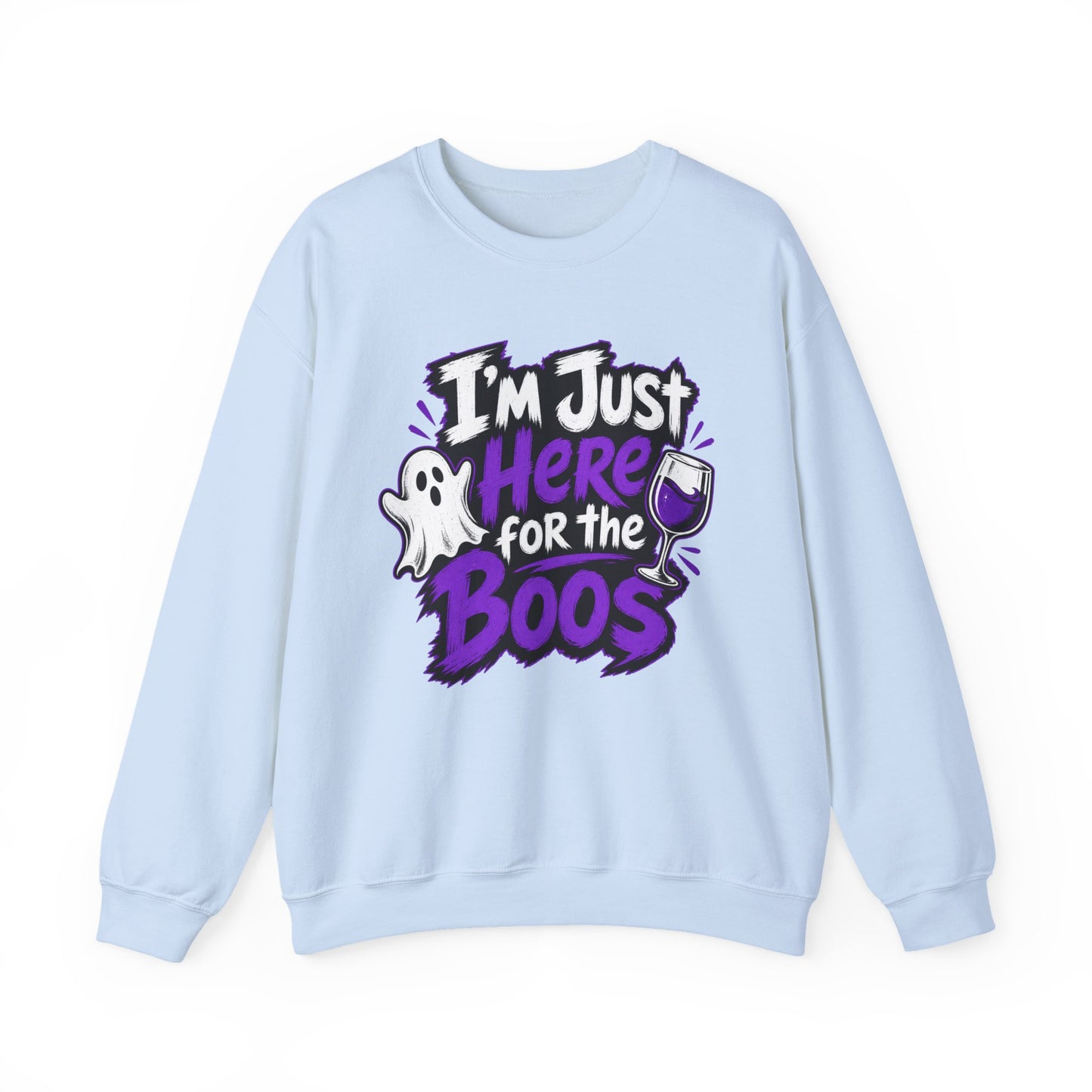 I'm Just Here for the Boos Halloween Sweatshirt — Ghost & Wine Graphic Crewneck