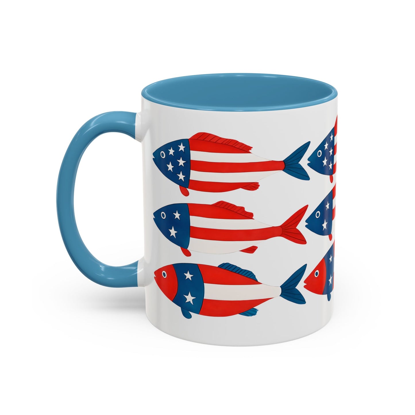 Patriotic Fish Flag Coffee Mug American Flag Accent 11 or 15oz