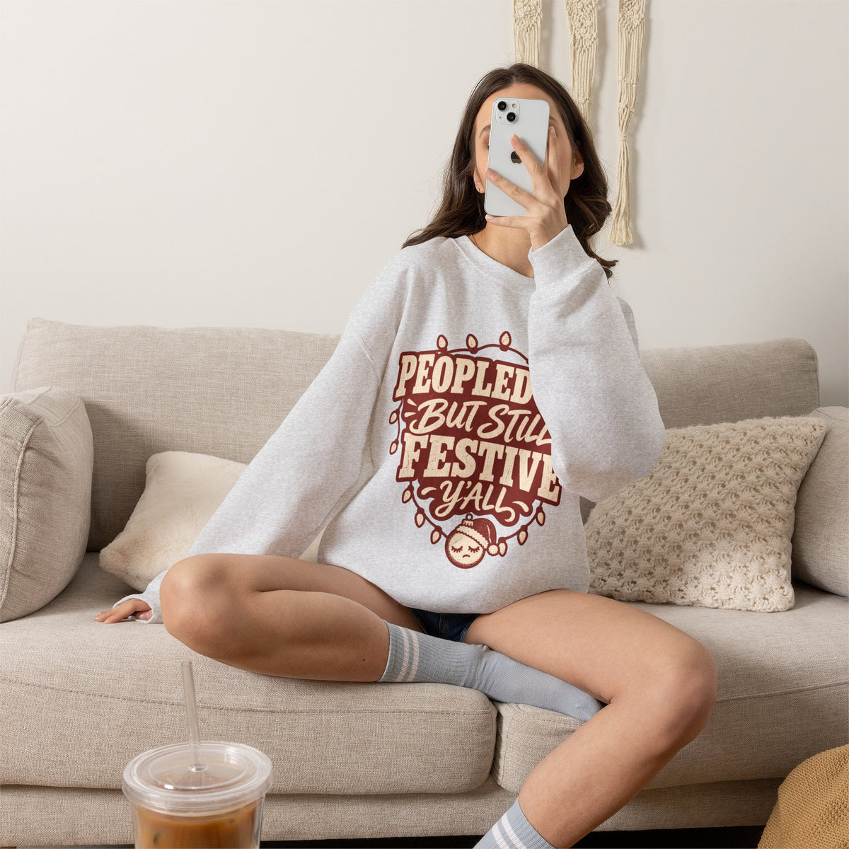 Peopled Out But Still Festive Y'all Christmas Sweatshirt