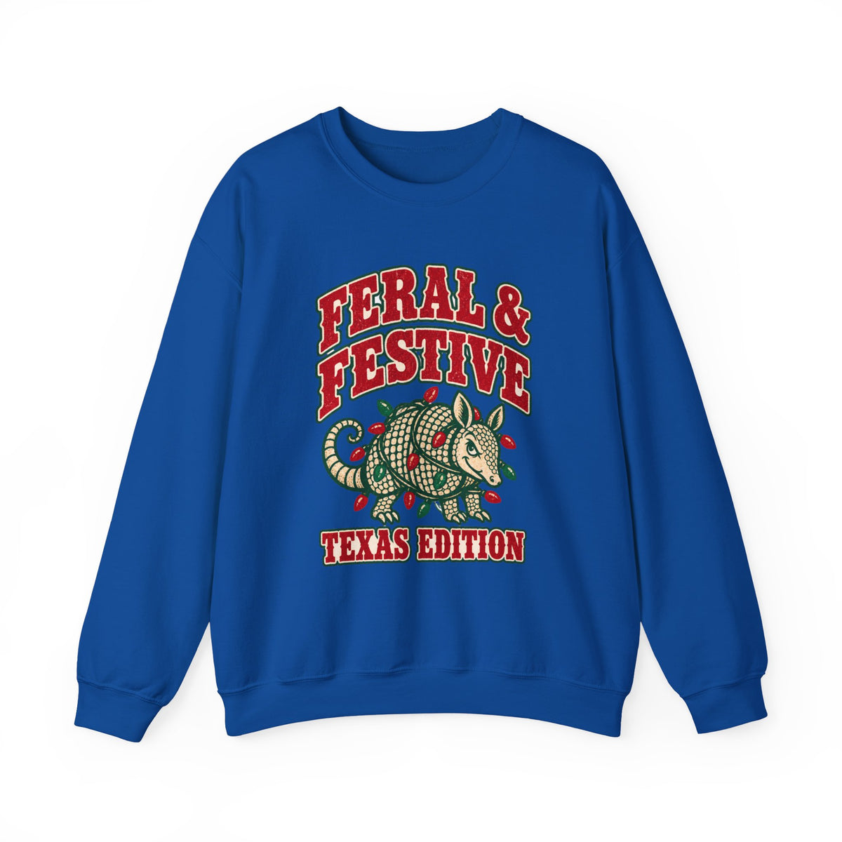 Feral & Festive Texas Edition Christmas Sweatshirt, Funny Armadillo Holiday Crewneck