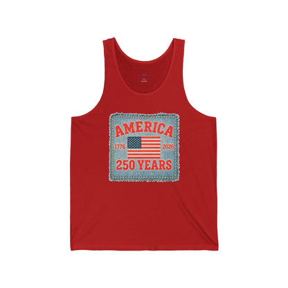 America 250 Years Flag Patch tank tops