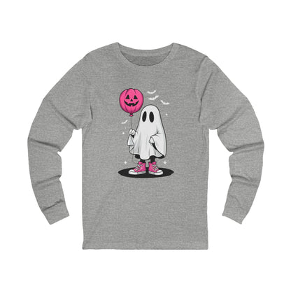 Ghostly Pink Pumpkin Balloon Halloween Long Sleeve T-Shirt