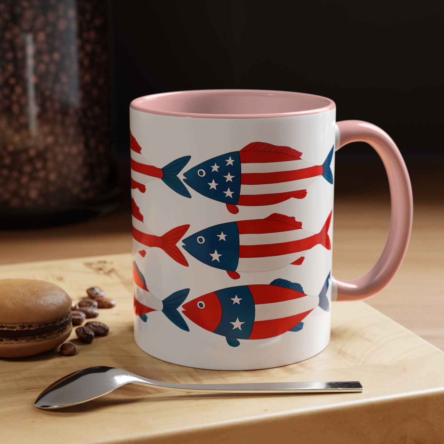 Patriotic Fish Flag Coffee Mug American Flag Accent 11 or 15oz