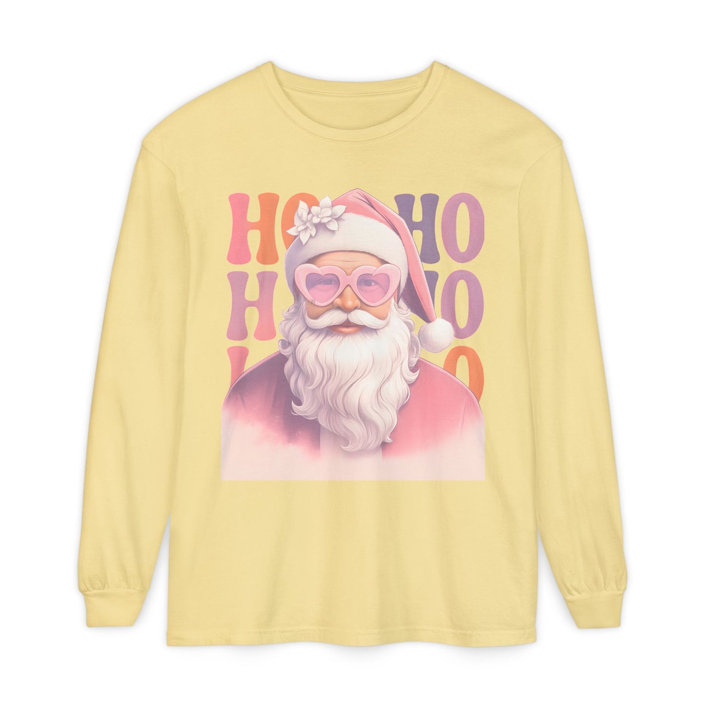 Christmas Santa HO HO HO Long Sleeve T-Shirt - Lots of Color Choices