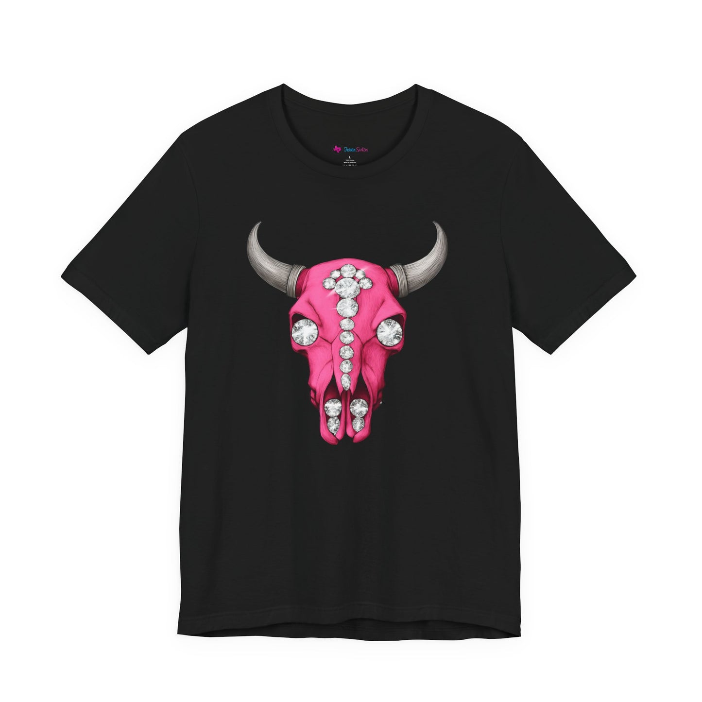 Pink Jeweled Bull Skull Tee – Western Cowgirl Graphic T-Shirt