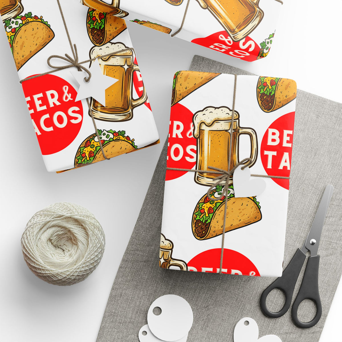 Beer & Tacos Wrapping Paper — Festive Christmas Holiday Gift Wrap
