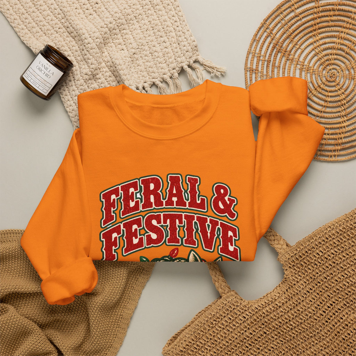 Feral & Festive Texas Edition Christmas Sweatshirt, Funny Armadillo Holiday Crewneck