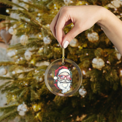 Glass Ornament USA SANTA