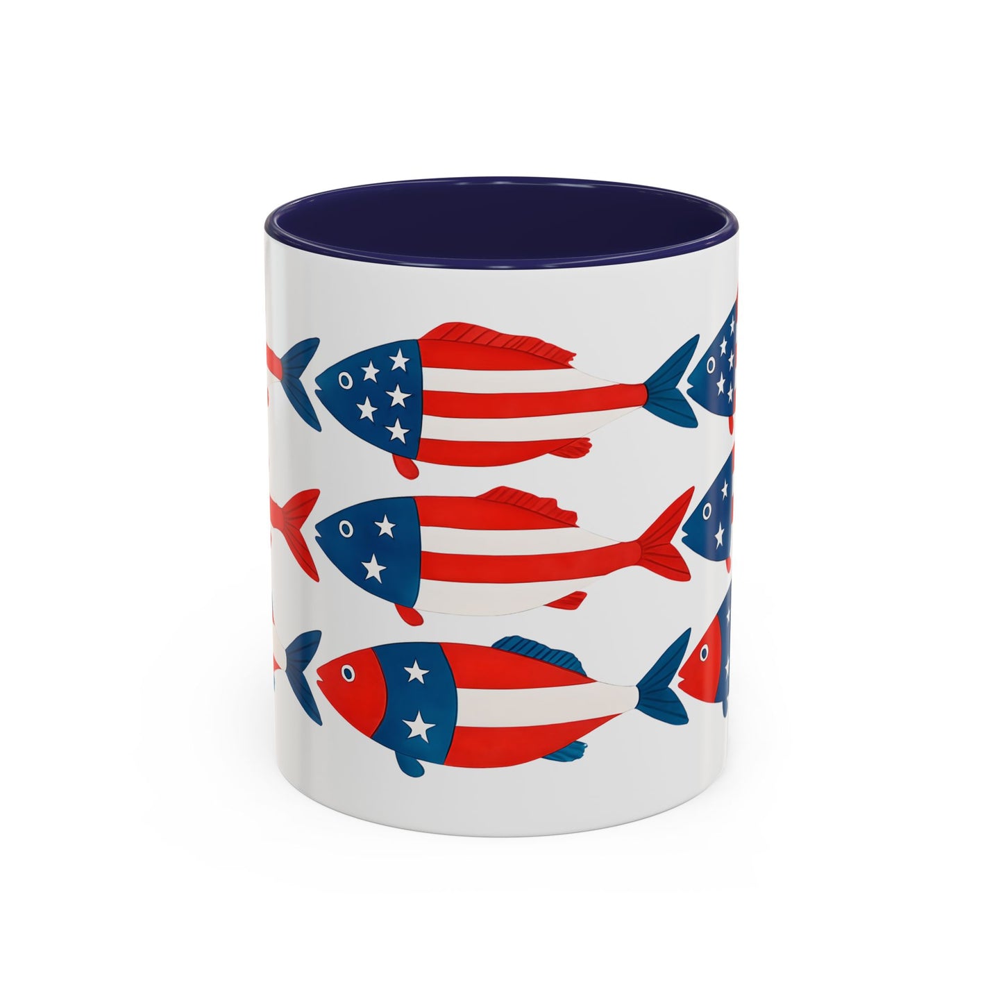 Patriotic Fish Flag Coffee Mug American Flag Accent 11 or 15oz
