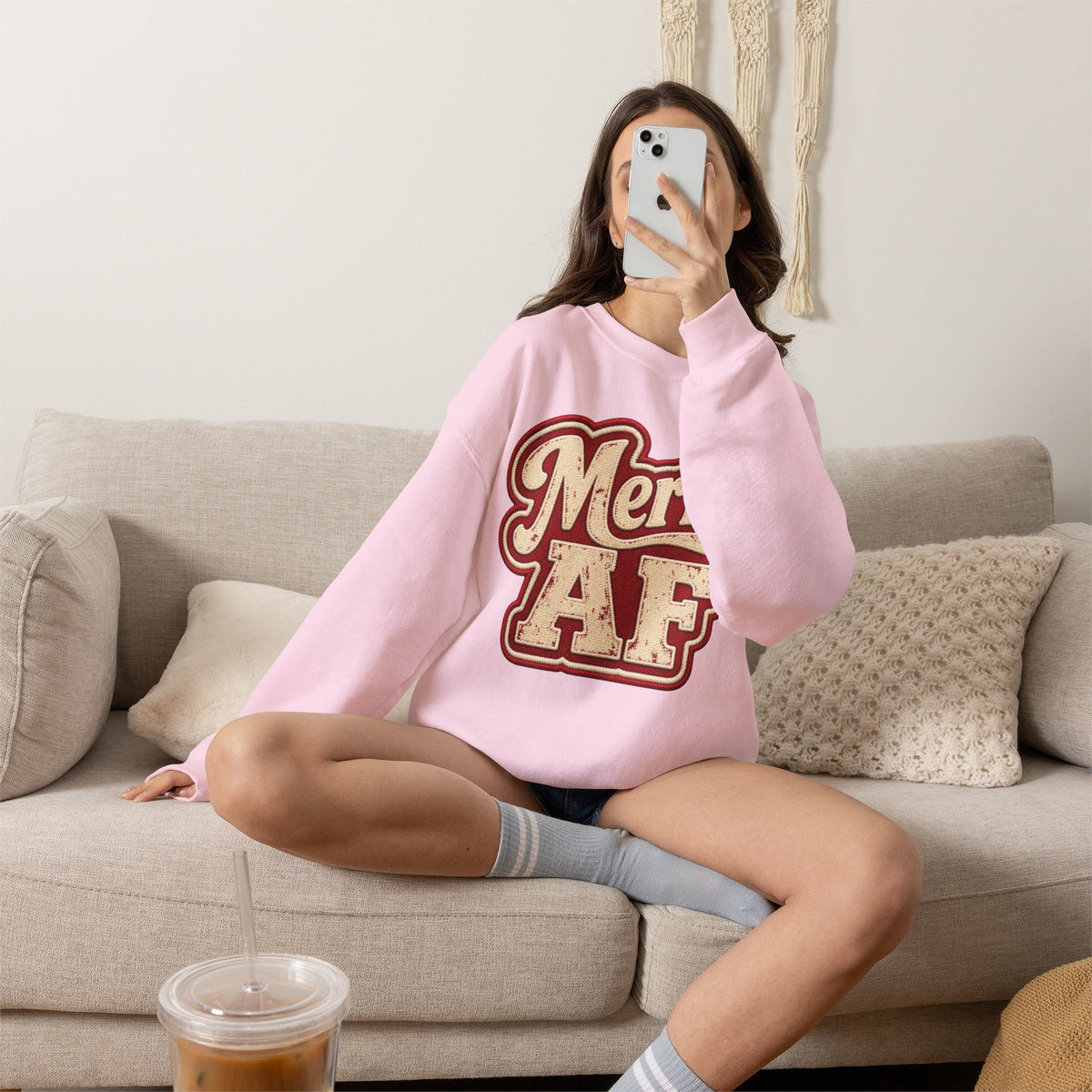 Merry AF Sweatshirt – Funny Retro Holiday Crewneck