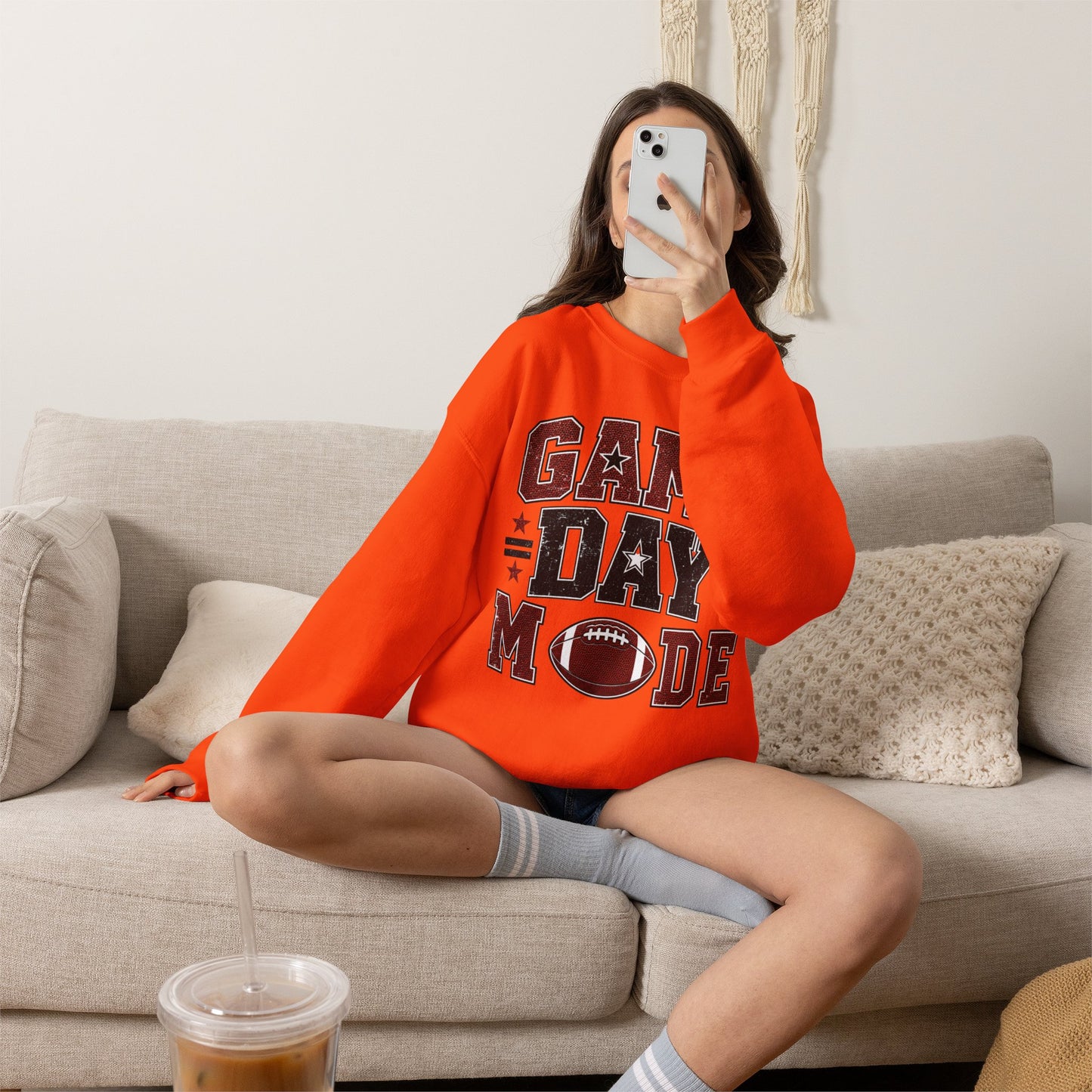 Game Day Mode Sweatshirt — Football Fan Crewneck