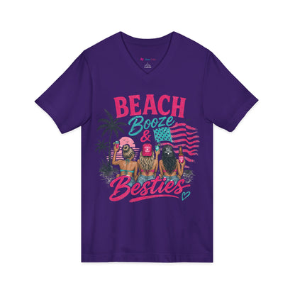 Beach Booze & Besties V-Neck T-Shirt