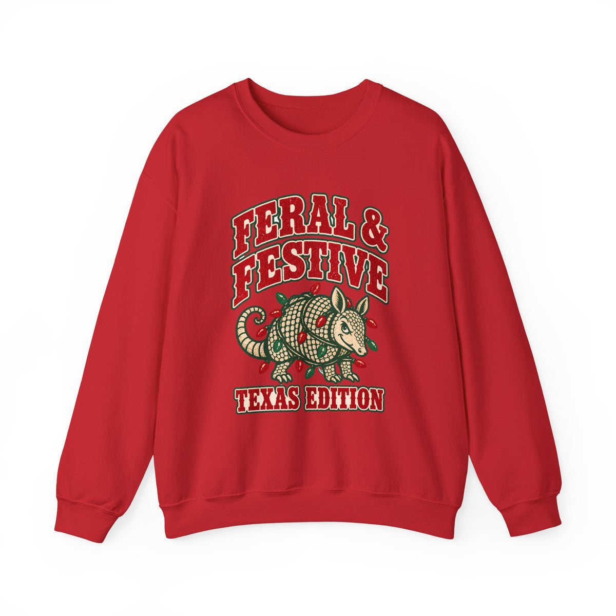 Feral & Festive Texas Edition Christmas Sweatshirt, Funny Armadillo Holiday Crewneck
