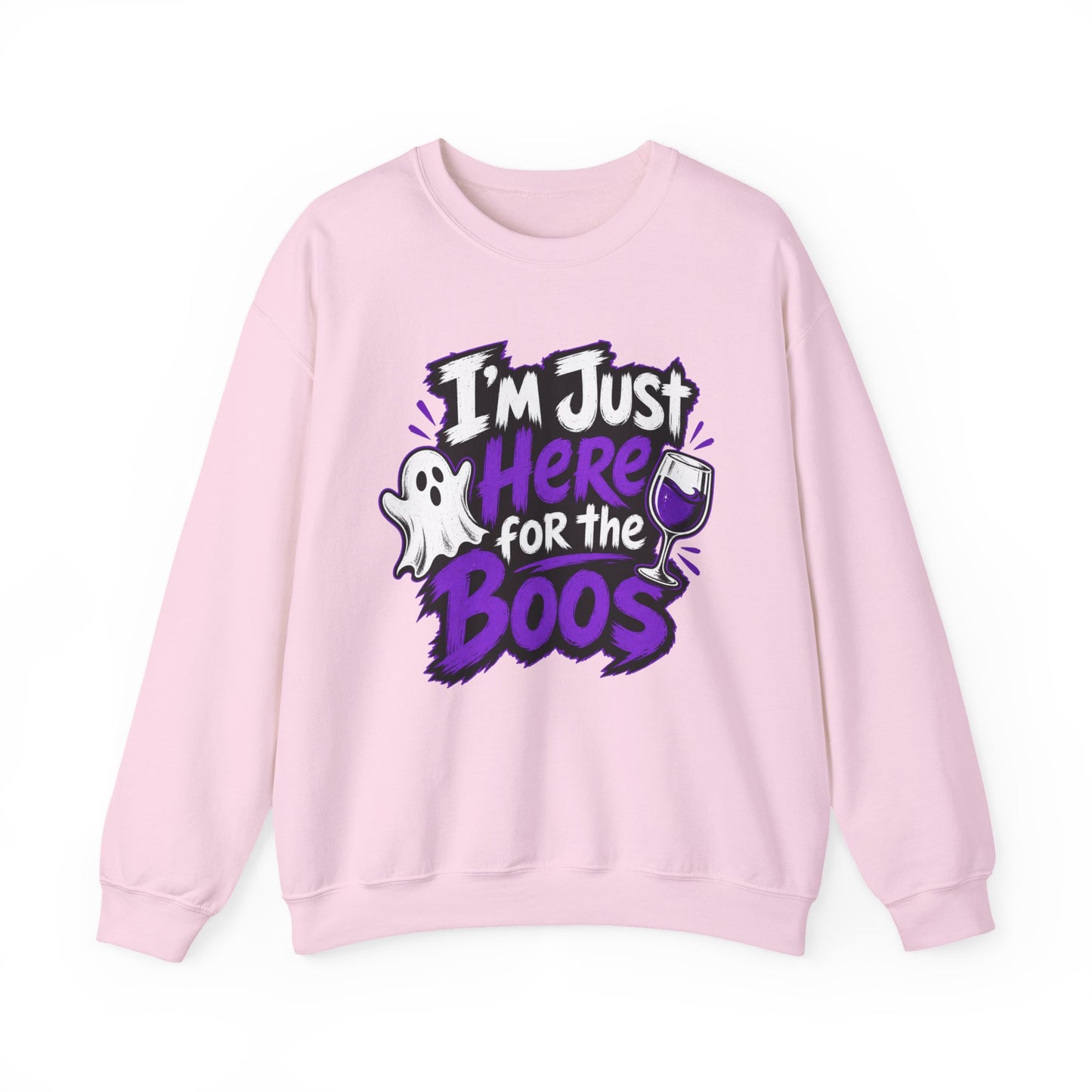 I'm Just Here for the Boos Halloween Sweatshirt — Ghost & Wine Graphic Crewneck