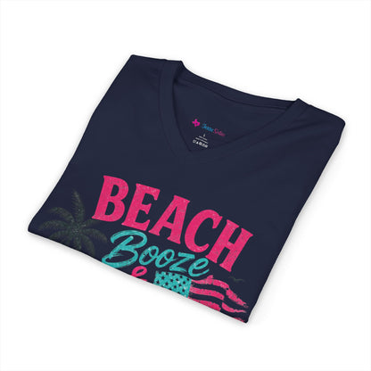 Beach Booze & Besties V-Neck T-Shirt