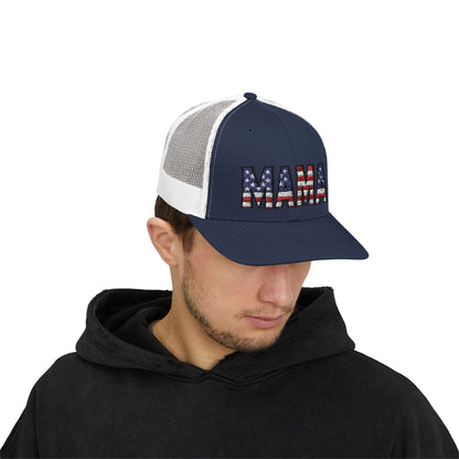USA FLAG MAMA Snapback Trucker Cap