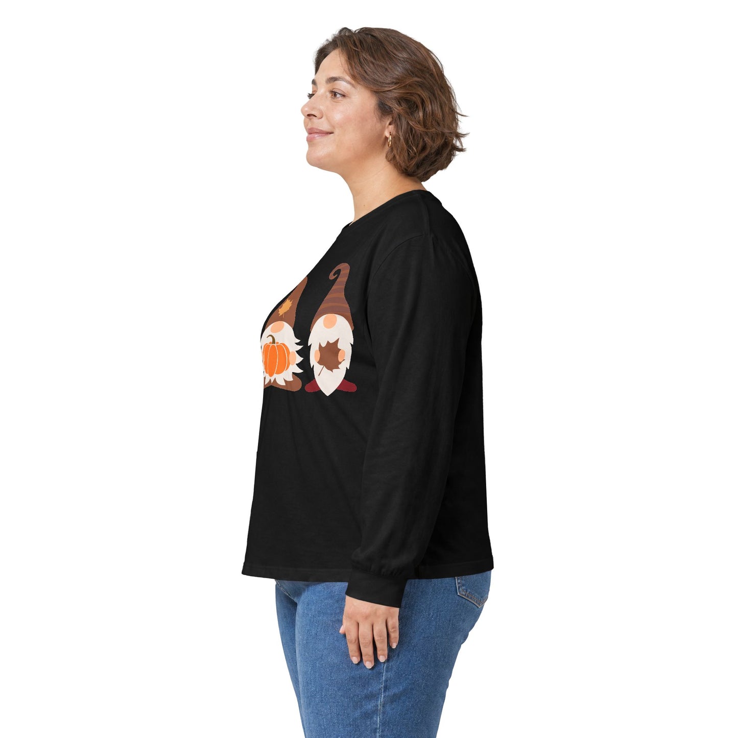 Fall Gnomes Trio Long Sleeve T-Shirt — Fall Pumpkin Gnomes Shirt