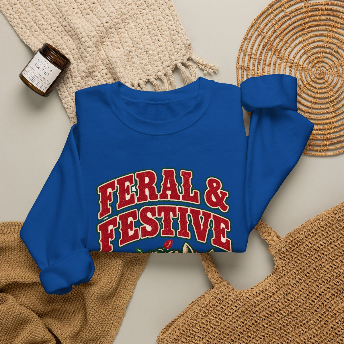 Feral & Festive Texas Edition Christmas Sweatshirt, Funny Armadillo Holiday Crewneck