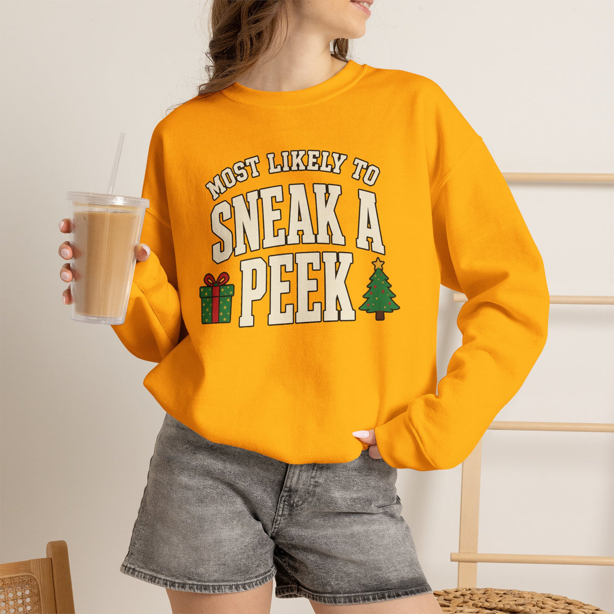 Most Likely To Sneak A Peek Sweatshirt - Funny Christmas Crewneck