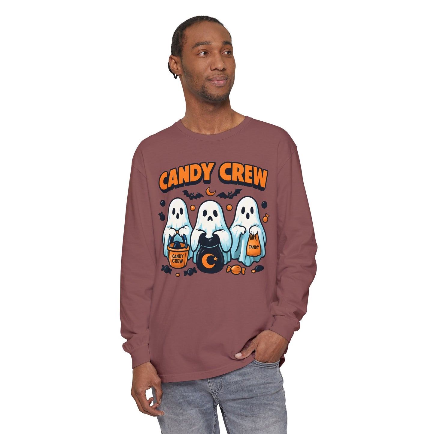 Halloween Ghosts Candy Crew Long Sleeve T-Shirt