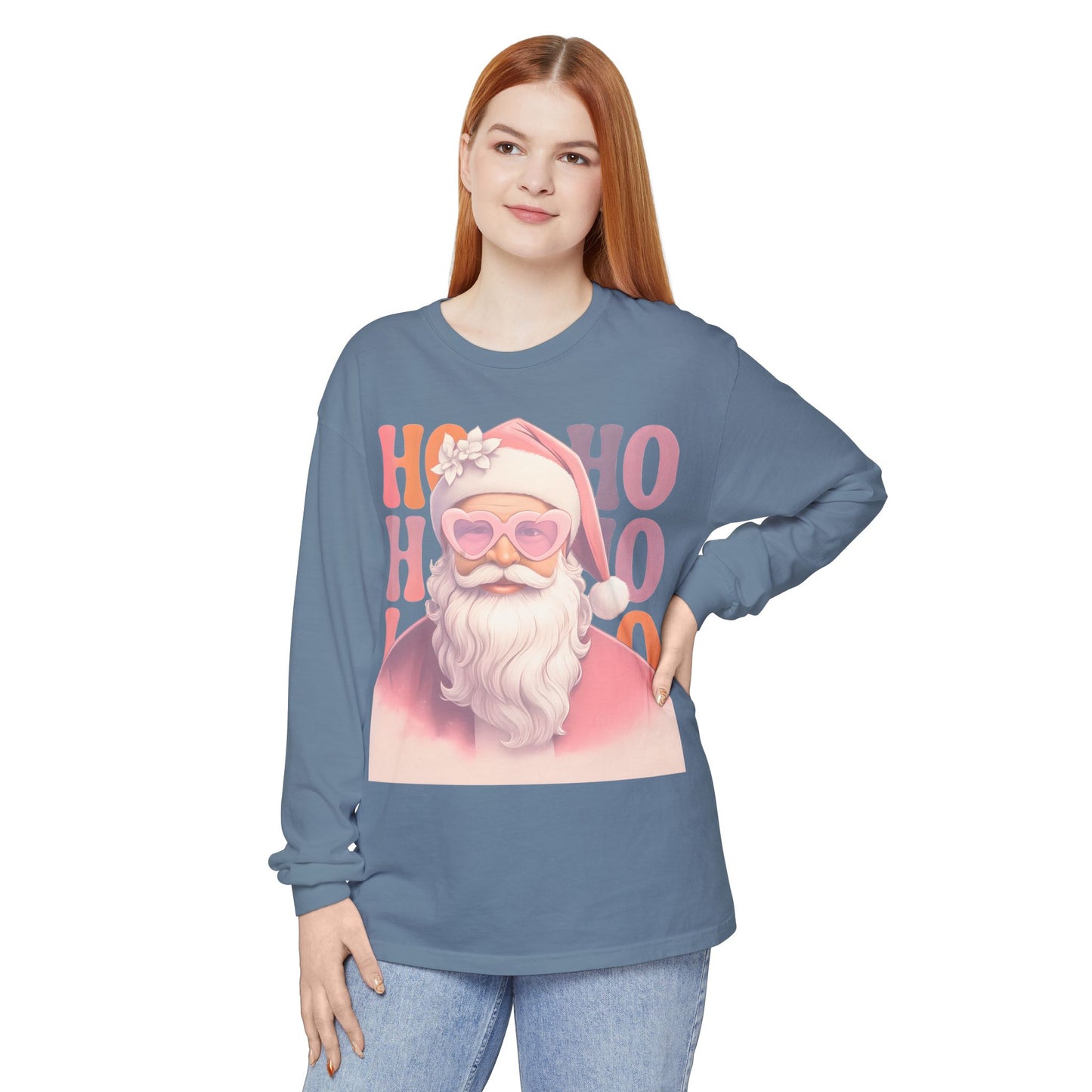 Christmas Santa HO HO HO Long Sleeve T-Shirt - Lots of Color Choices