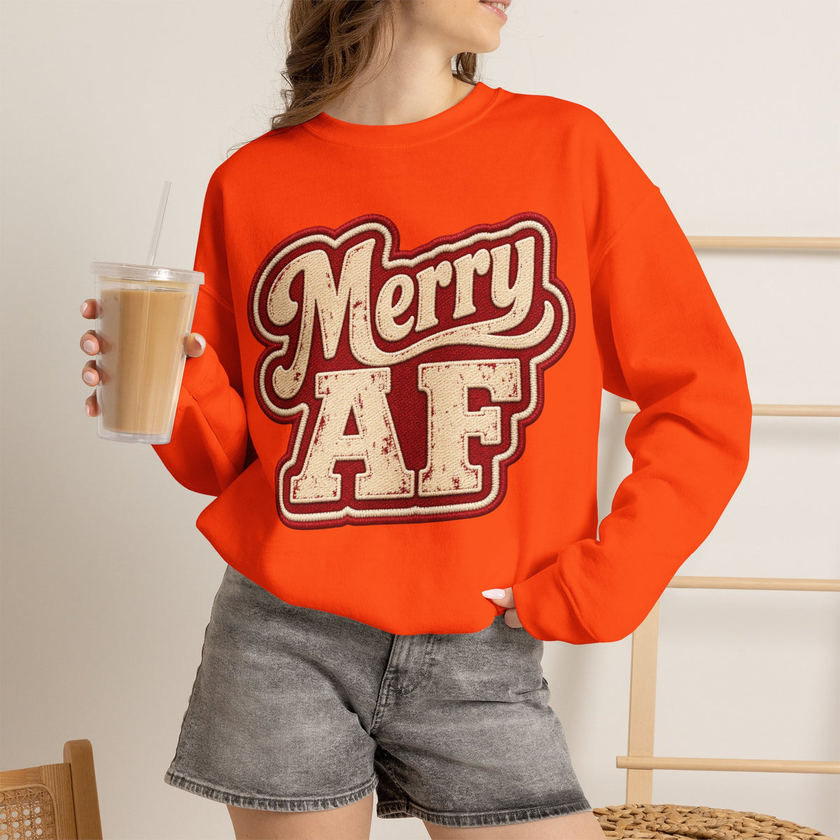 Merry AF Sweatshirt – Funny Retro Holiday Crewneck