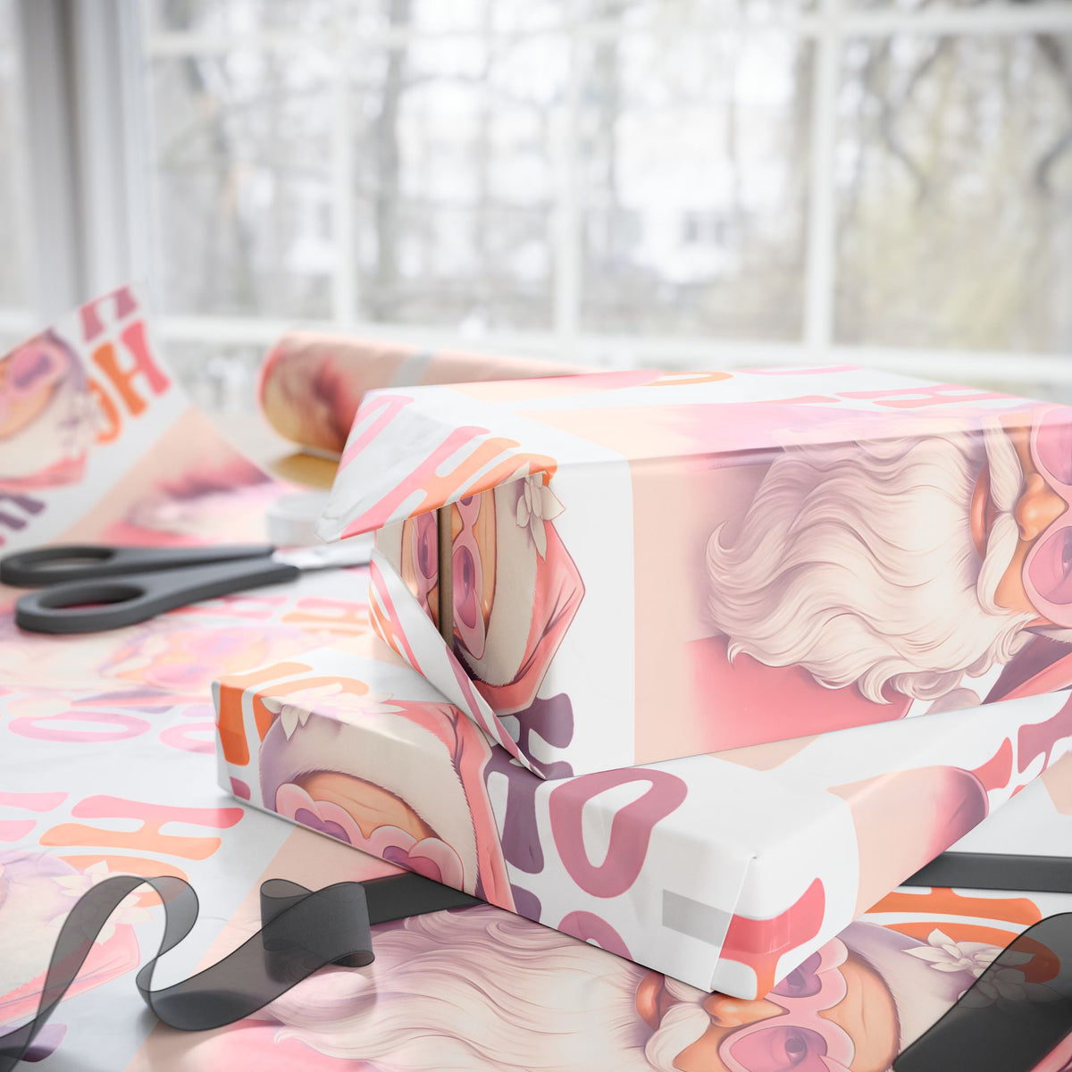 Vintage Santa 'Ho Ho Ho' Christmas Wrapping Paper