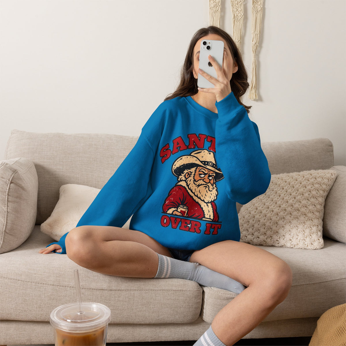 Santa's Over It Cowboy Santa Christmas Sweatshirt