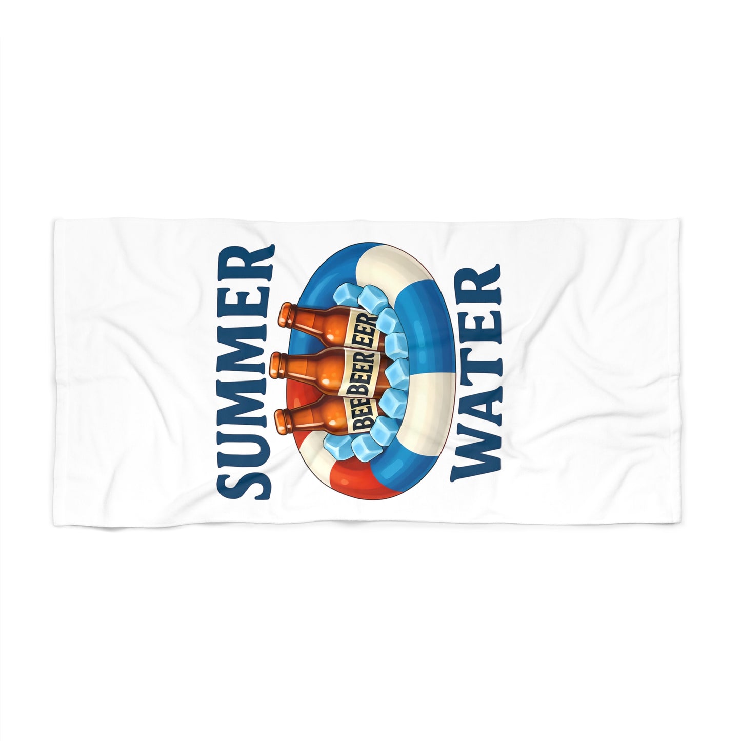 Beach Towel — Summer Water Lifesaver Float with Beer Bottles Beach Towel