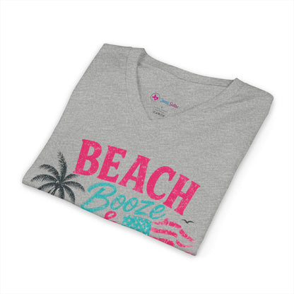 Beach Booze & Besties V-Neck T-Shirt