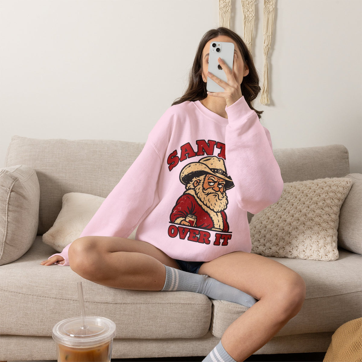 Santa's Over It Cowboy Santa Christmas Sweatshirt
