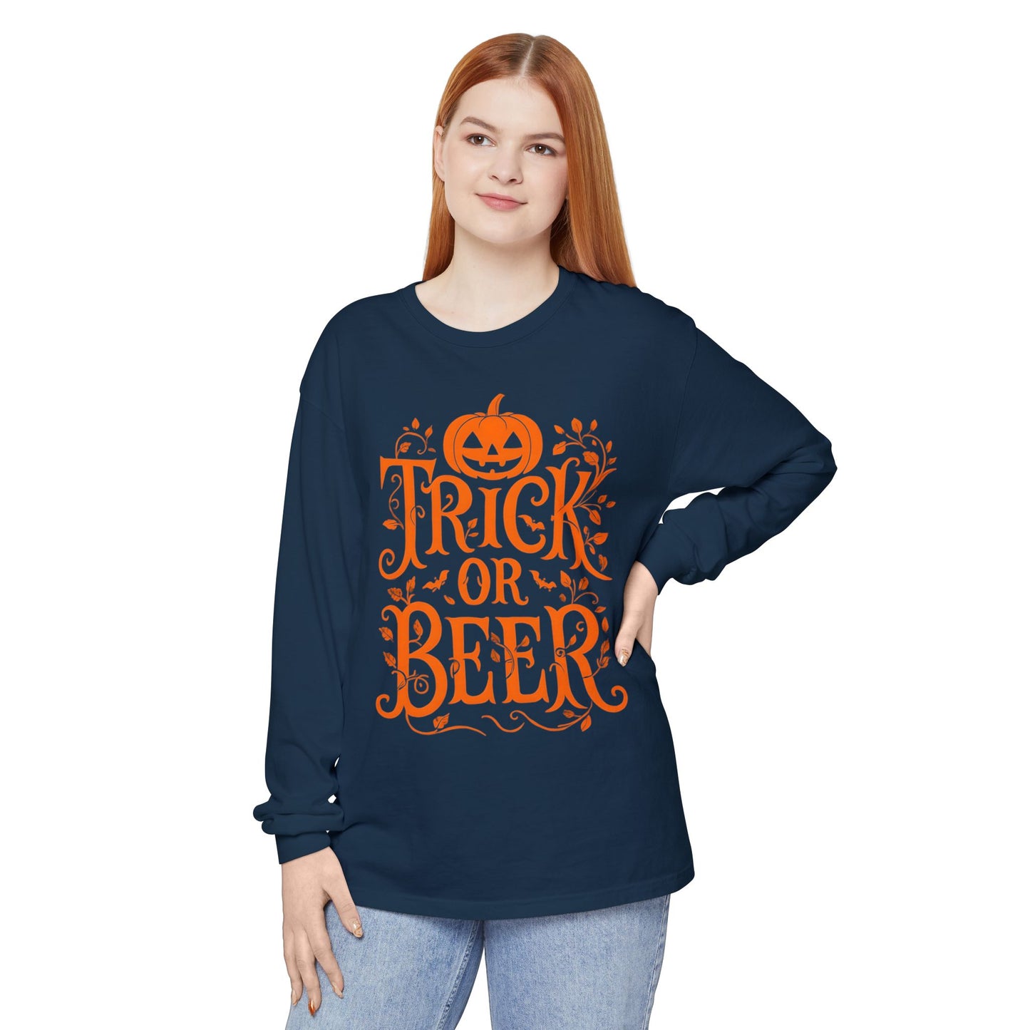 Funny Halloween TRICK OR BEER Long Sleeve T-Shirt