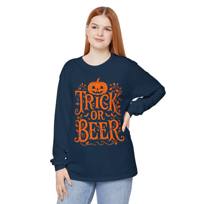 Funny Halloween TRICK OR BEER Long Sleeve T-Shirt