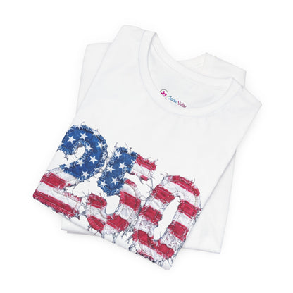 4th of July Frayed Patch Graphic Tee — Patriotic Independence Day T-Shirt
