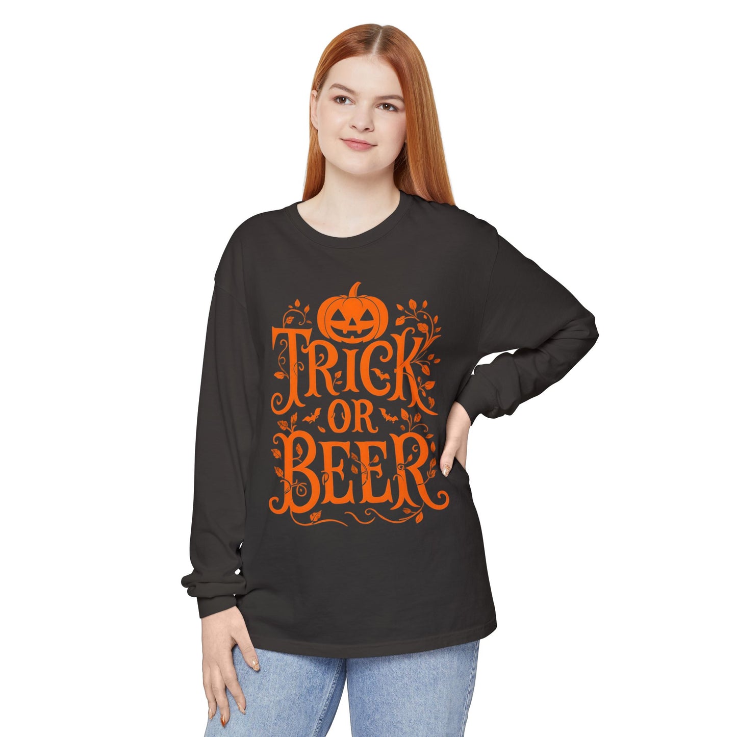 Funny Halloween TRICK OR BEER Long Sleeve T-Shirt