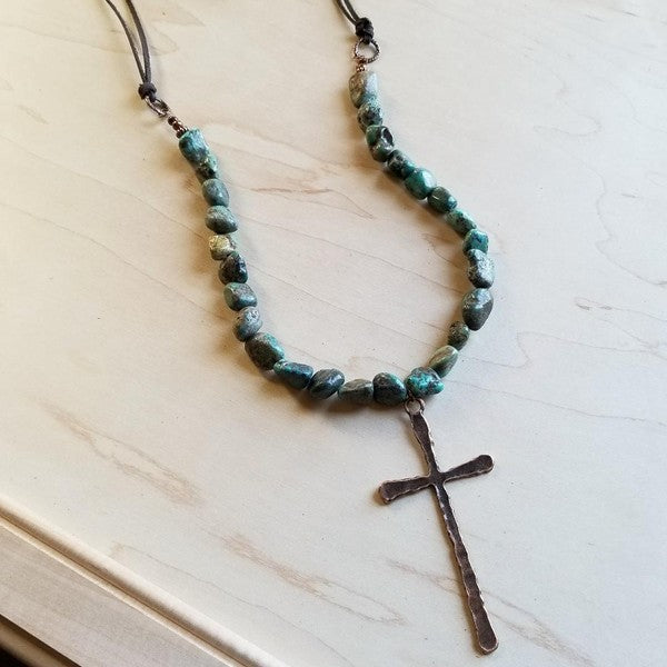 African Turquoise with Large cross Pendant