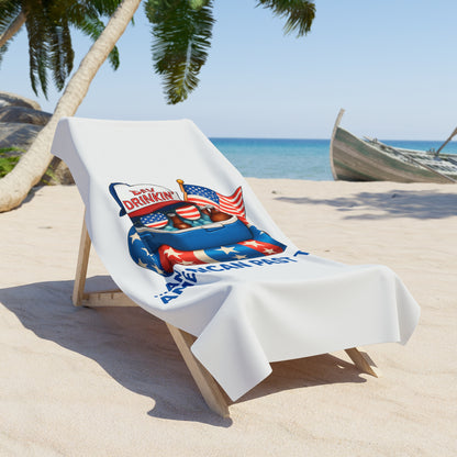Beach Towel - Day Drinkin An American Past Time Patriotic 4th of July Pool & Beach Towel