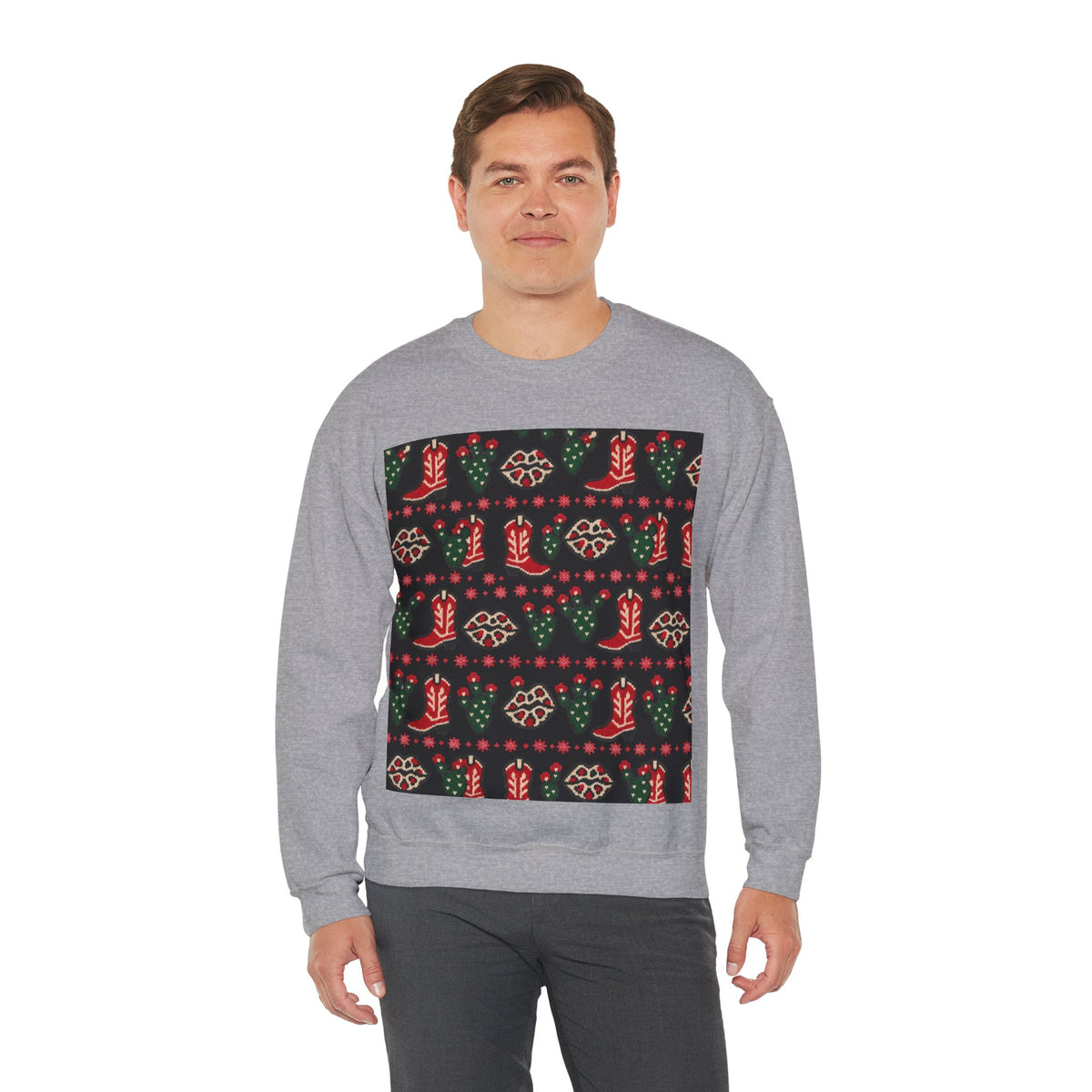 Feaux Ugly Sweater Western Christmas Sweatshirt