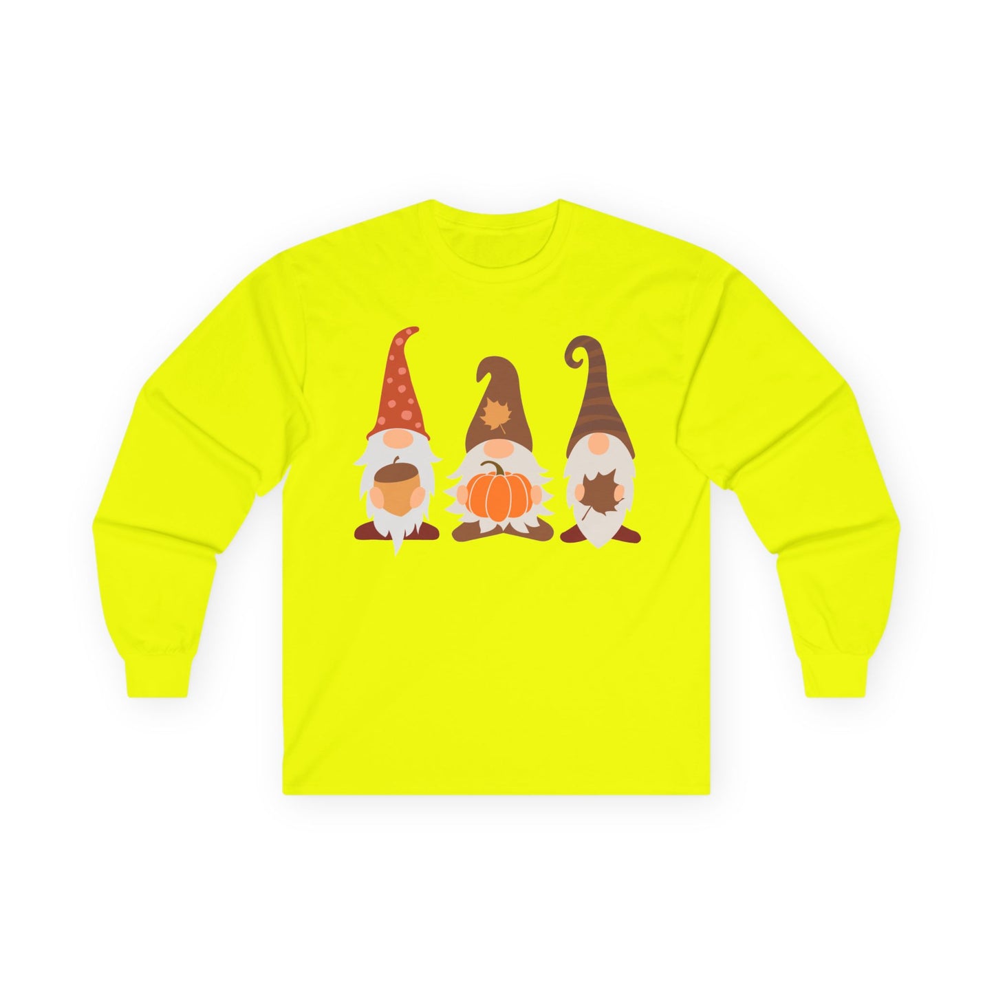 Fall Gnomes Trio Long Sleeve T-Shirt — Fall Pumpkin Gnomes Shirt