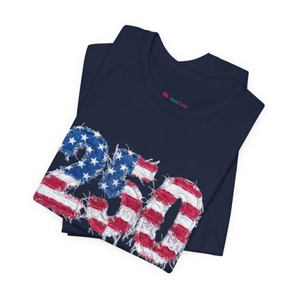 4th of July Frayed Patch Graphic Tee — Patriotic Independence Day T-Shirt