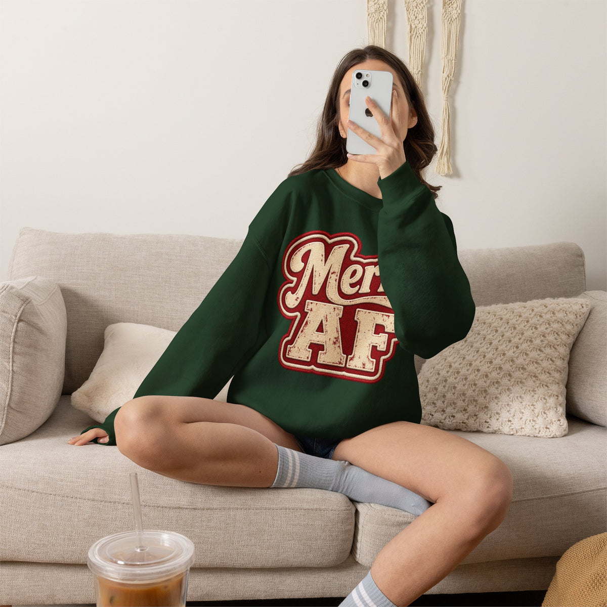 Merry AF Sweatshirt – Funny Retro Holiday Crewneck