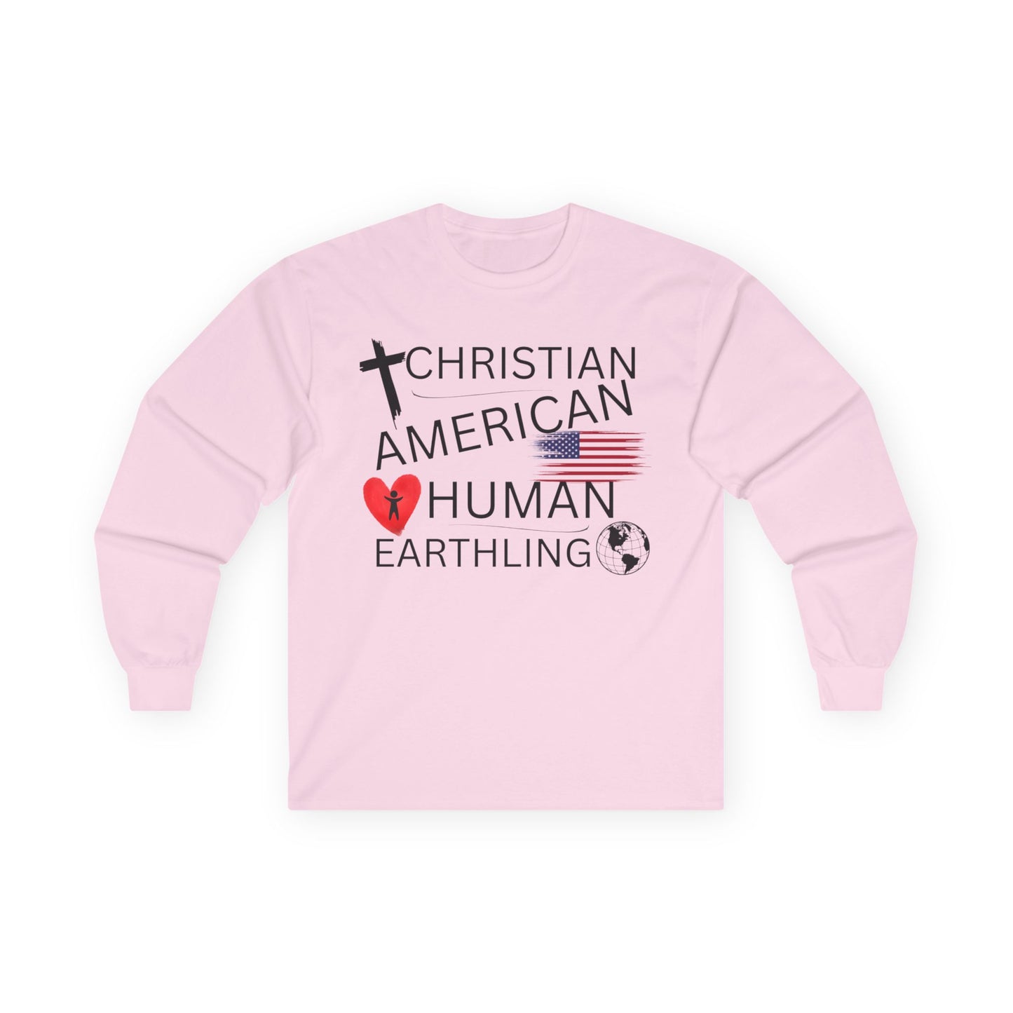 Christian American Human Earthling Long Sleeve T-Shirt