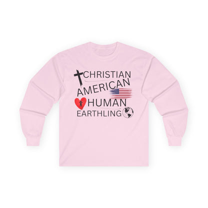 Christian American Human Earthling Long Sleeve T-Shirt