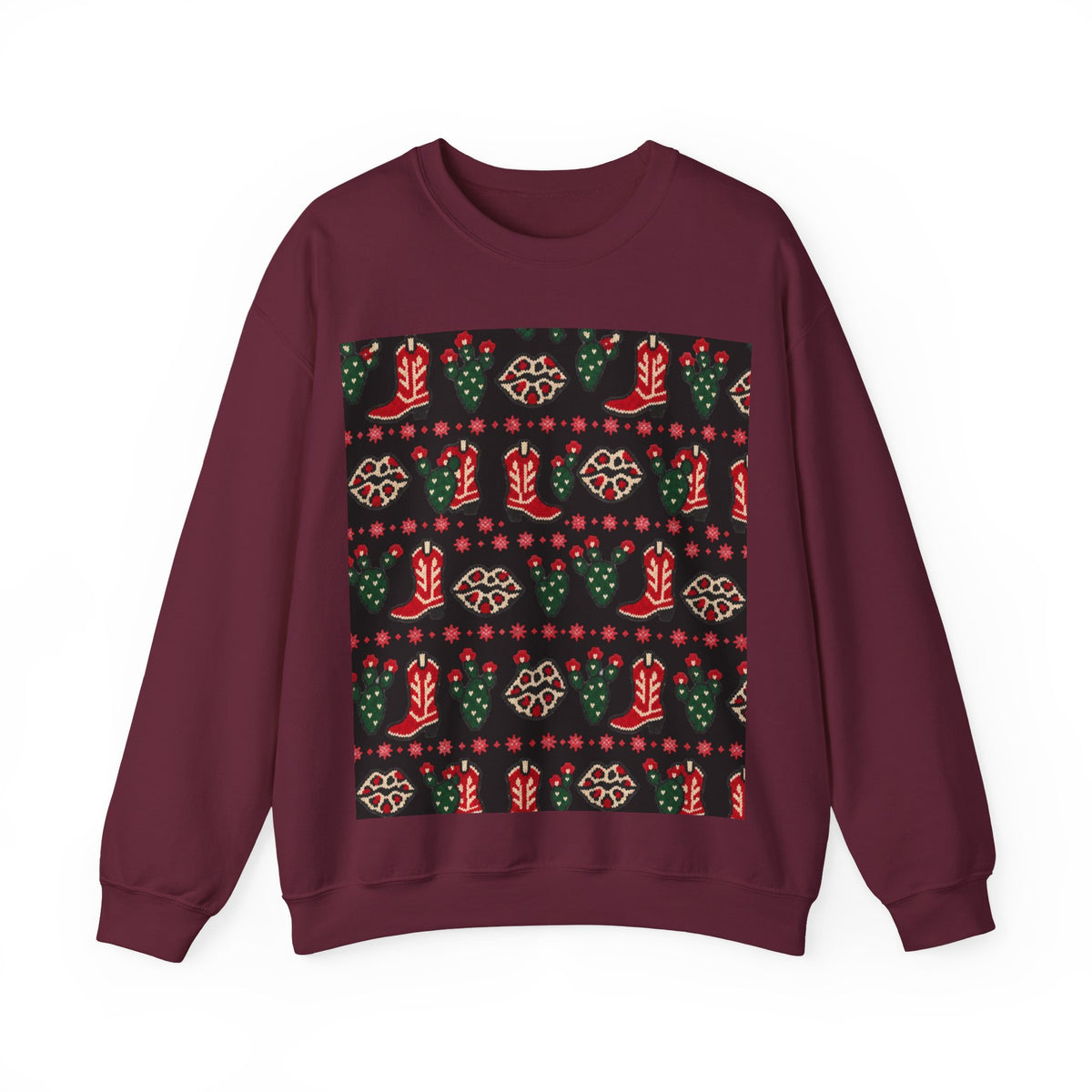 Feaux Ugly Sweater Western Christmas Sweatshirt