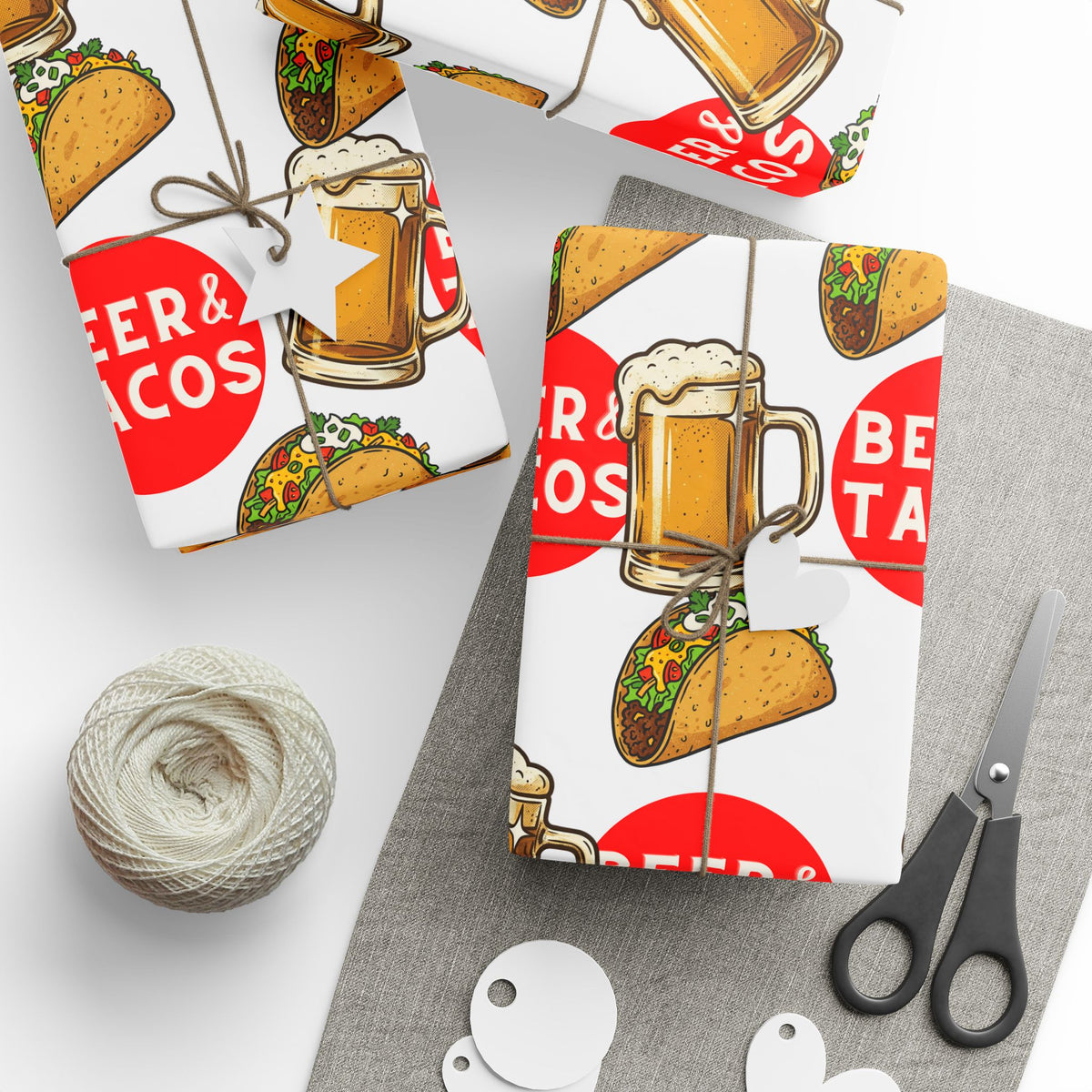 Beer & Tacos Wrapping Paper — Festive Christmas Holiday Gift Wrap