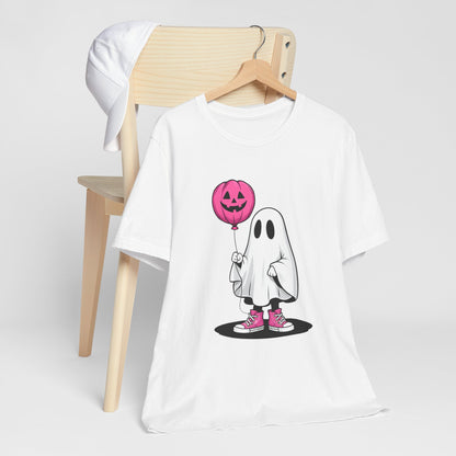 Ghost Tee with Pink Hightops and Pumpkin Balloon