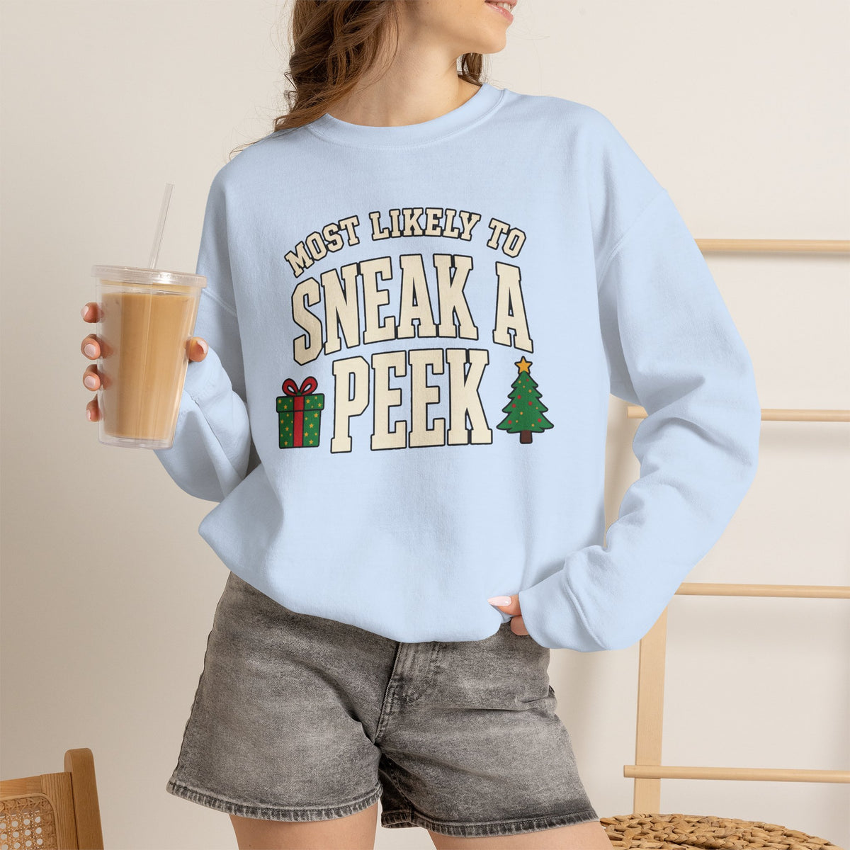 Most Likely To Sneak A Peek Sweatshirt - Funny Christmas Crewneck