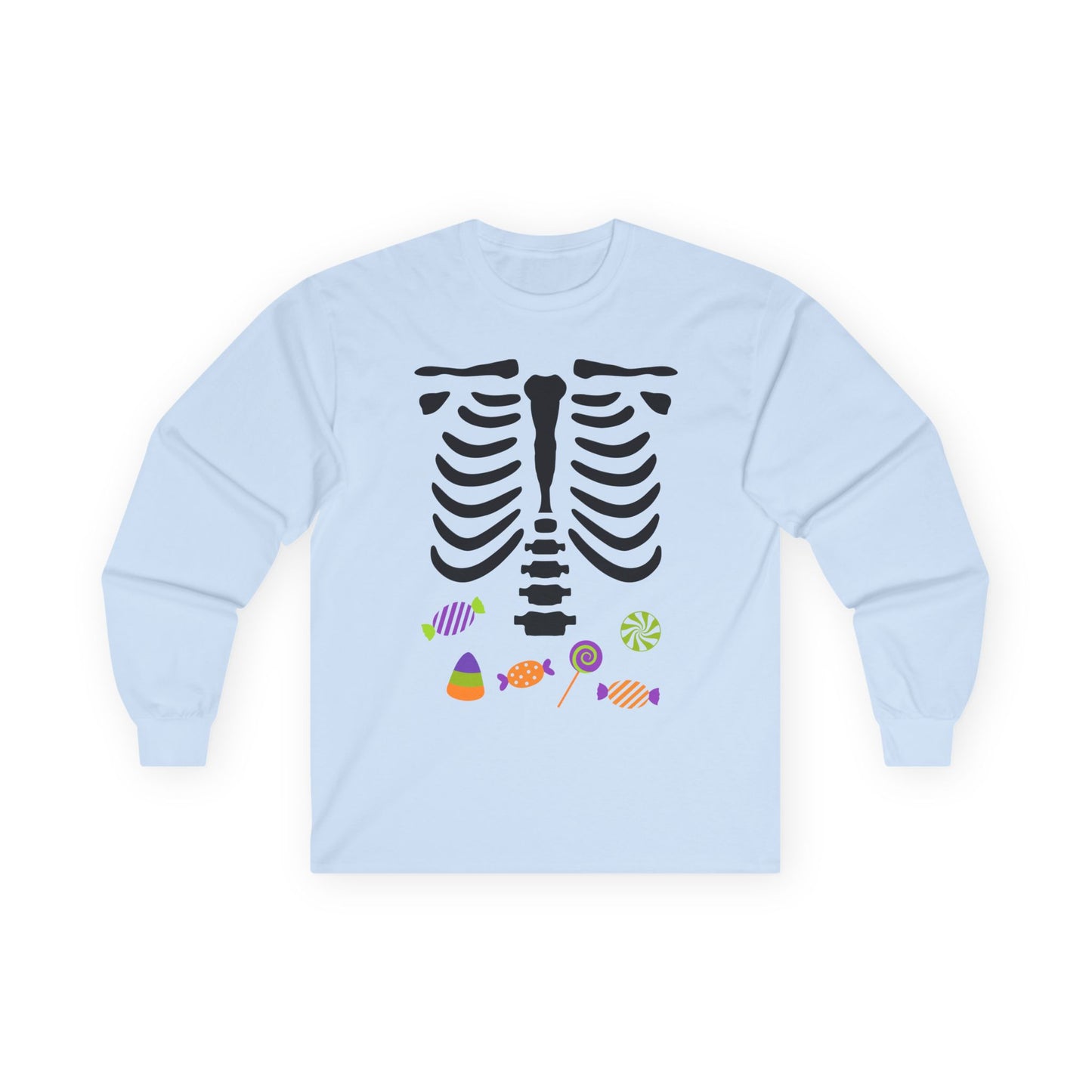 Candy Bones skeleton long sleeve T-Shirt Halloween candy ribs shirt